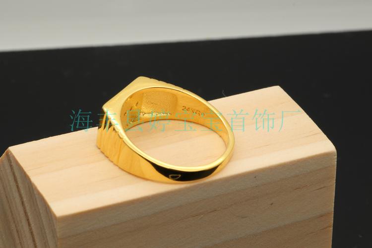 高档镀真金复古长城纹男式戒指 饰品厂家批发优选
